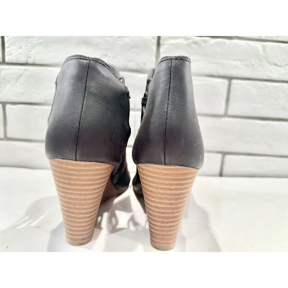Sugar Black Wedge Heel Sandal‎ Bootie Shoes Women's 6.5 ~ Retail $70